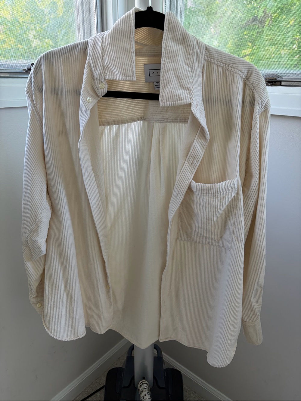 Aritzia Ivory Corduroy Button-Up Shirt